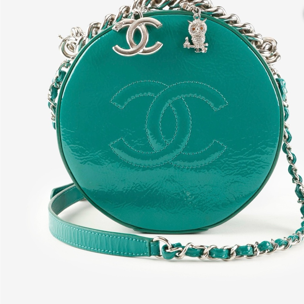 CHANEL Teal Round Crossbody Bag